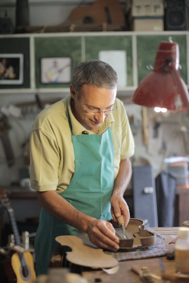Violin maker at work