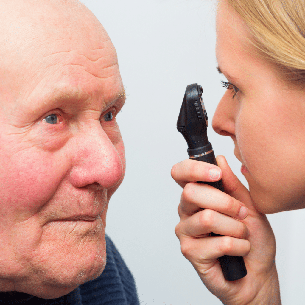 Man having his eye examined